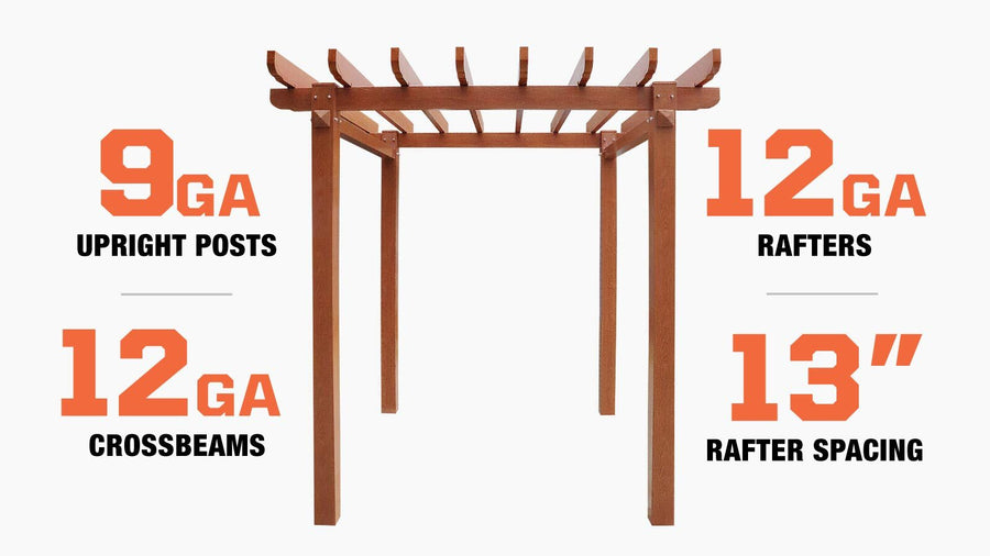 TMG LIVING 10' x 10' Wood Grain Aluminum Pergola, TMG-LPA10 (Discontinued – No Longer Available)
