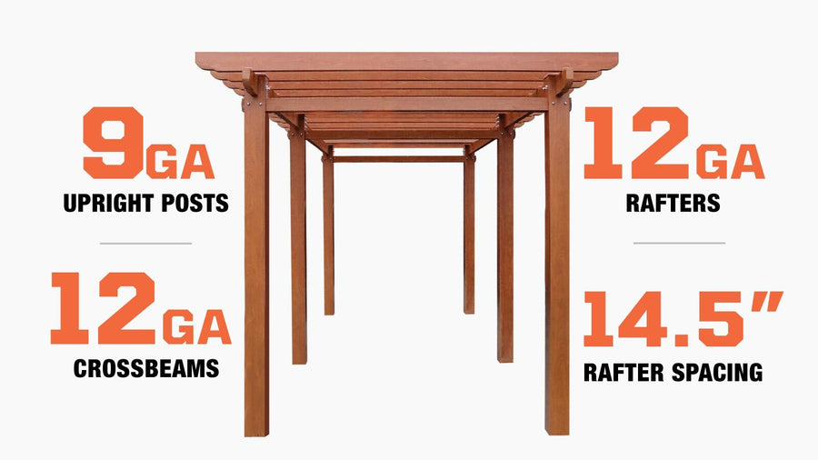 TMG LIVING 10' x 20' Wood Grain Aluminum Pergola, TMG-LPA20