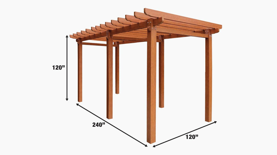 TMG LIVING 10' x 20' Wood Grain Aluminum Pergola, TMG-LPA20