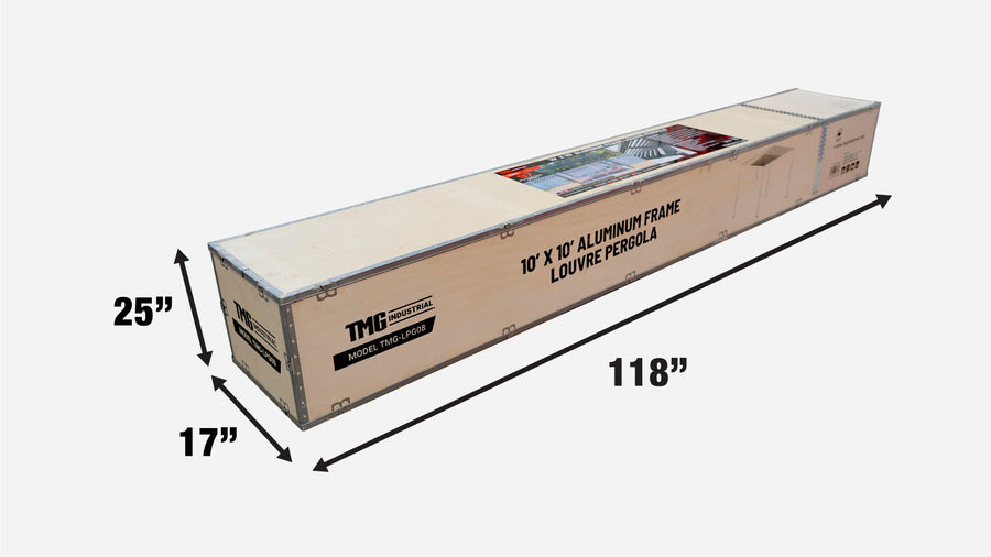 10' x 10' Louver Pergola, Water Resistant Flat Roof, Integrated Gutter System, Aluminum Frame, Powdered Coating TMG-LPG08