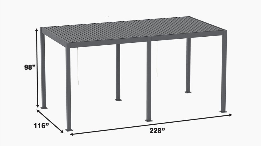 TMG LIVING Pergola à lattes en aluminium de 10 pi x 20 pi, avec lames de persiennes réglables manuellement, TMG-LPG20