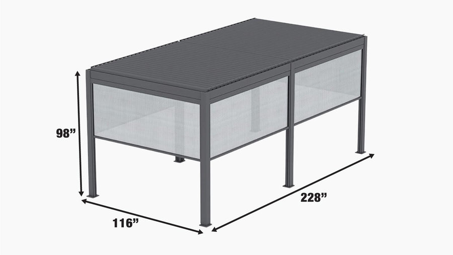 TMG LIVING 10' x 20' Aluminum Motorized Louver Pergola with Side Screens, TMG-LPG21