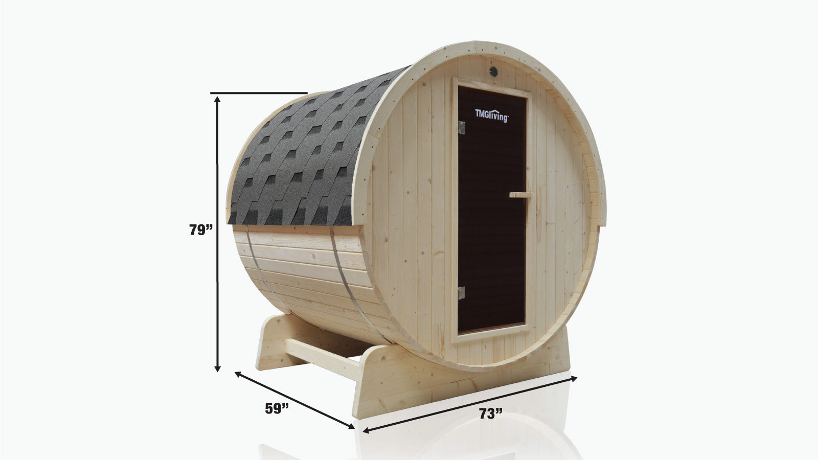 TMG LIVING Outdoor White Pine Barrel Sauna, Three Person, Tempered Glass Door, TMG-LSN41-specifications-image