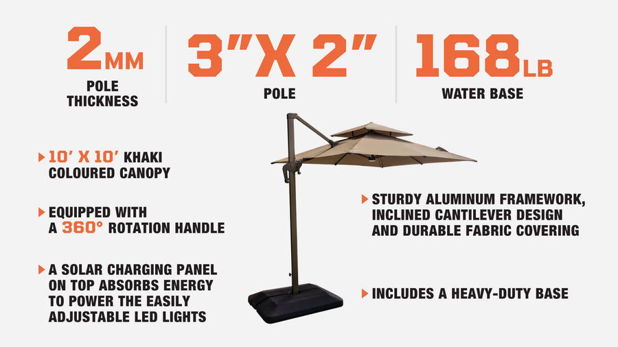 TMG Living 10-ft Offset Patio Cantilever Umbrella (Discontinued-No Longer Available)