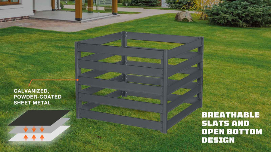 160 Gallon Slatted Metal Composter, Galvanized/Powder Coated, TMG-MCP37