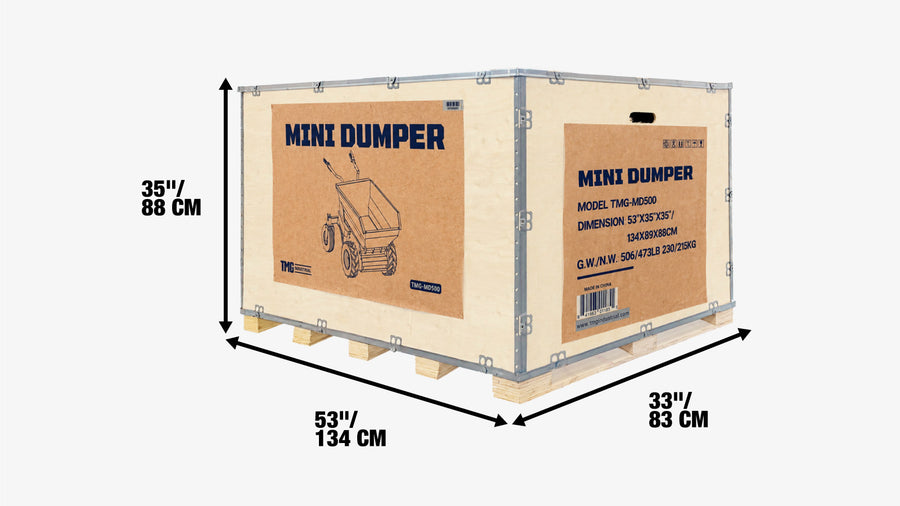 1100 lb Wheeled Dumper, Hydraulic Tipping,1.3 HP/48V Motor, 10 Hr Battery Life, TMG-MD500