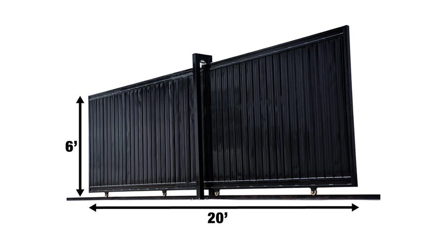 20-ft Driveway Privacy Sliding Wrought Iron Gate, Fully Welded Structure & Panels, In-Ground Rail Track, TMG-MGS20