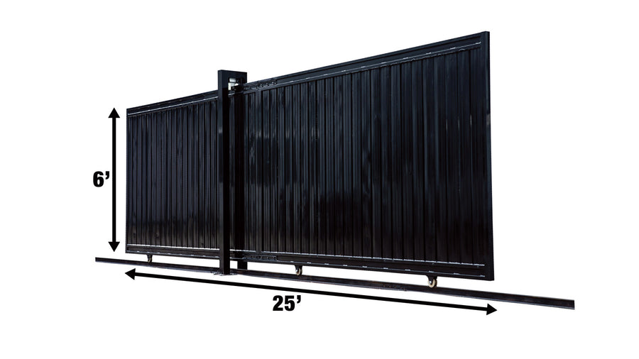 25-ft Driveway Privacy Sliding Wrought Iron Gate, Fully Welded Structure & Panels, In-Ground Rail Track, (Discontinued – No Longer Available) TMG-MGS25