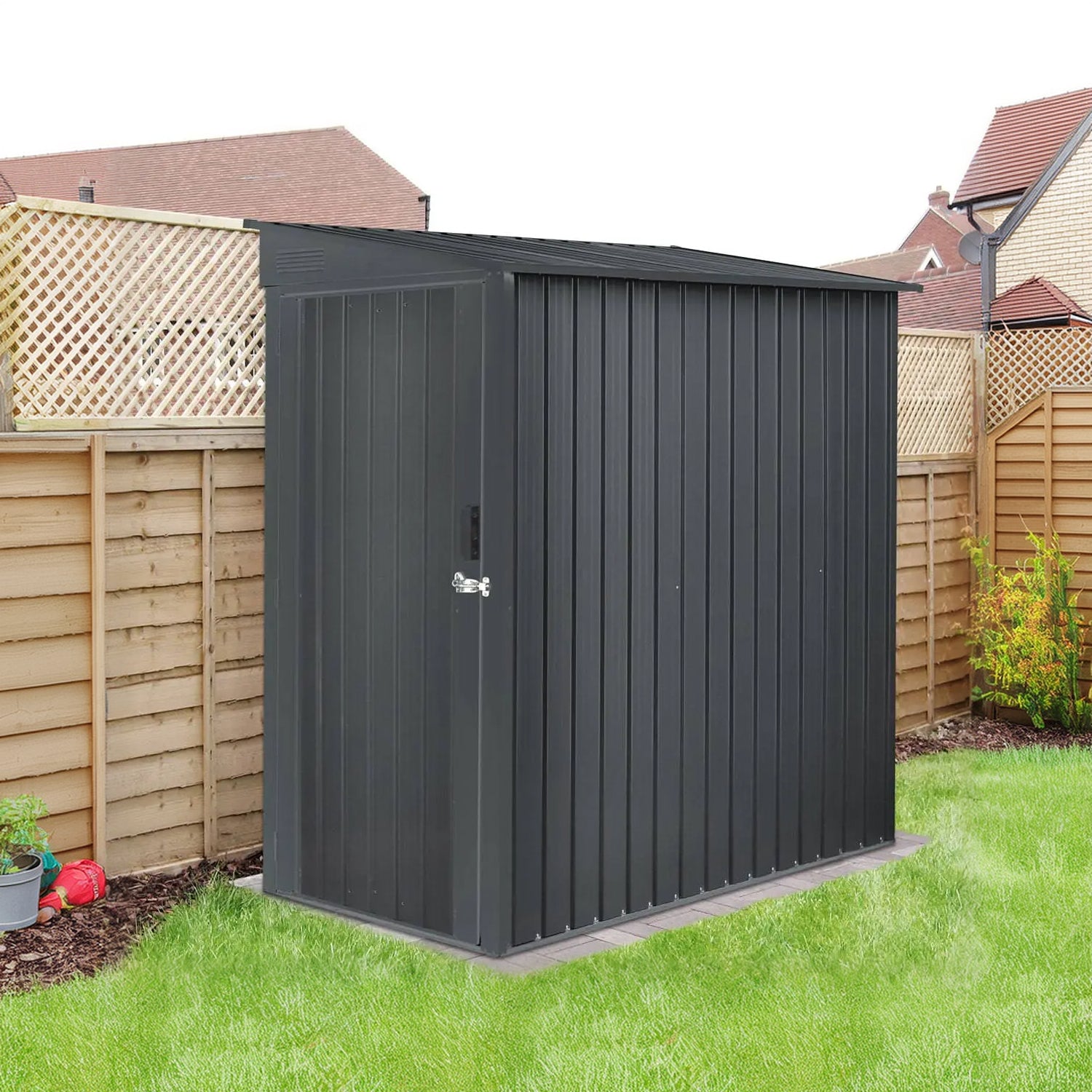 3' x 6' Galvanized Metal Pent Shed, 29 GA Corrugated Metal, 75