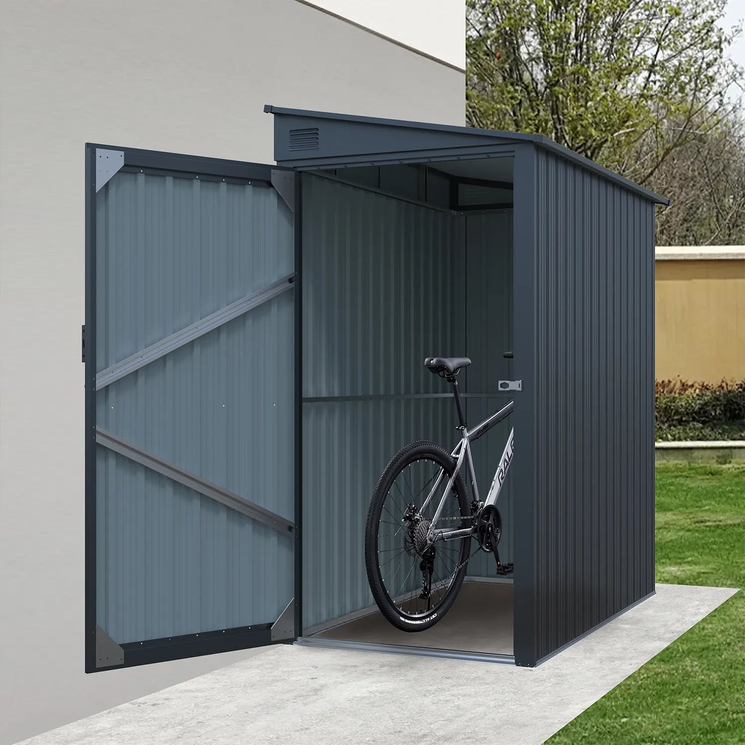 3' x 6' Galvanized Metal Pent Shed, 29 GA Corrugated Metal, 75