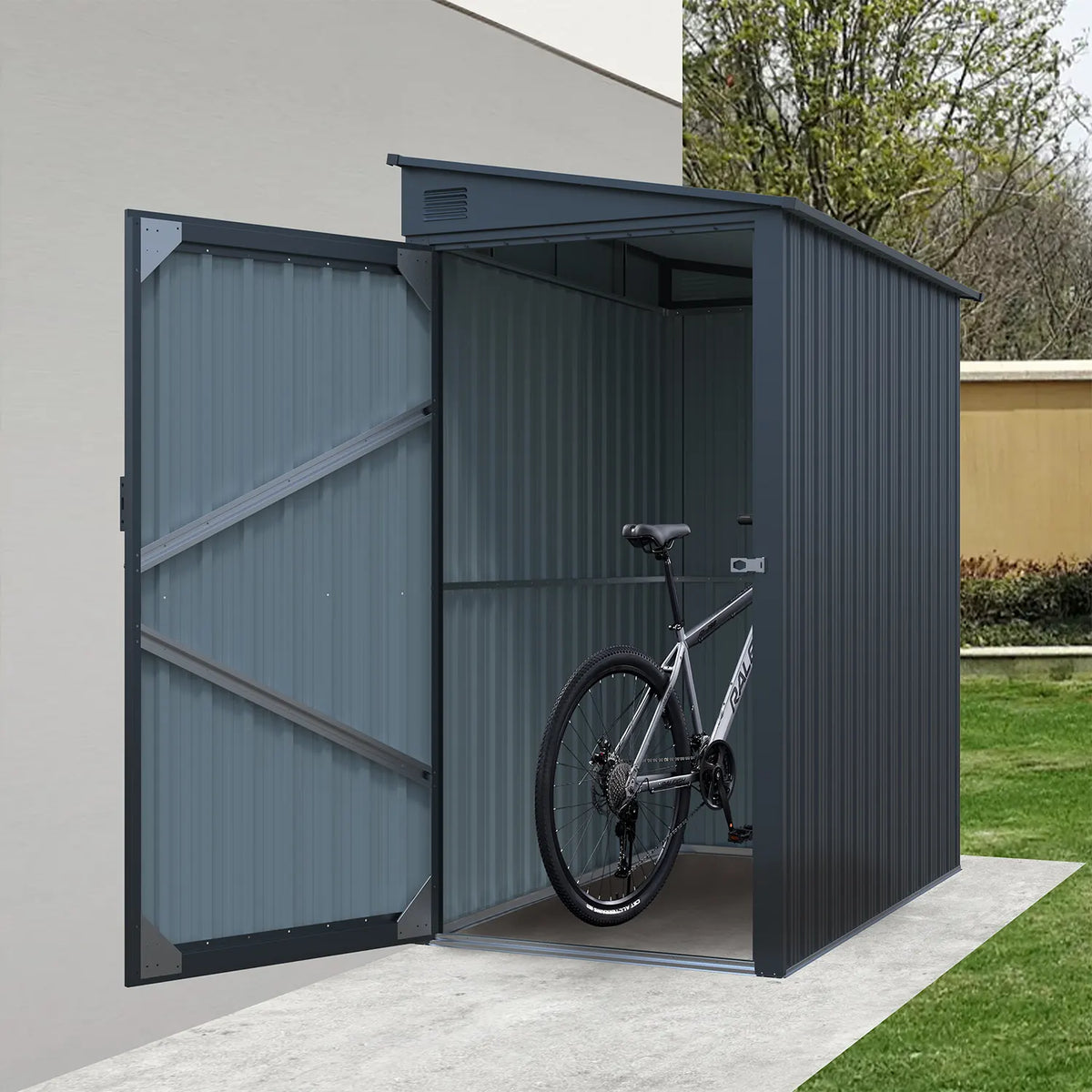 3' x 6' Galvanized Metal Pent Shed, 29 GA Corrugated Metal, 75