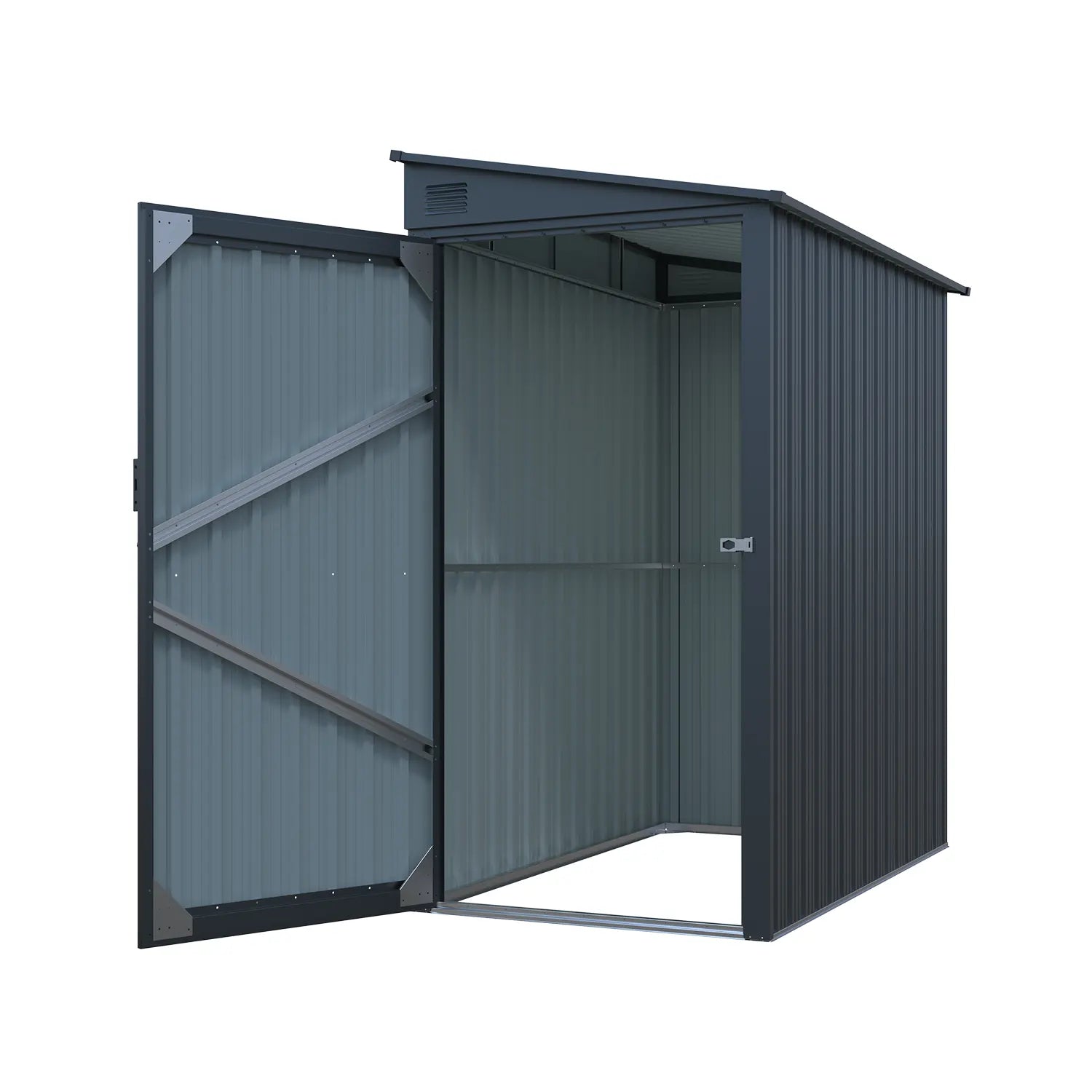 3' x 6' Galvanized Metal Pent Shed, 29 GA Corrugated Metal, 75