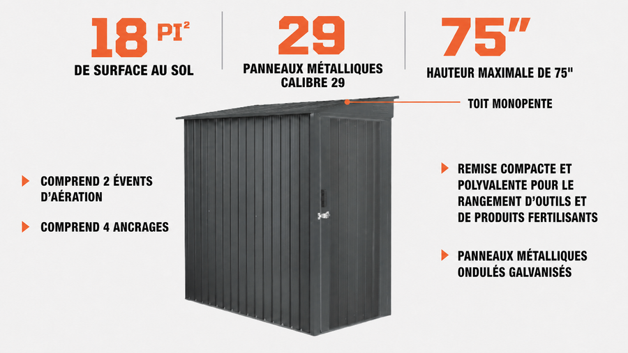 TMG Industrial 3' x 6' Hangar en métal galvanisé, métal ondulé 29 GA, bord supérieur 75", TMG-MS0306