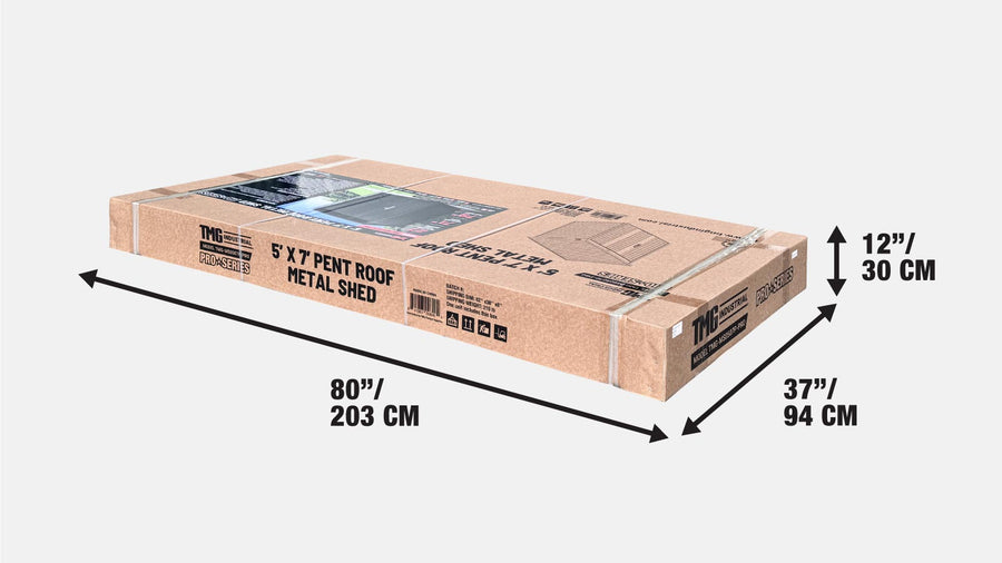 TMG Heavy Series™ 5' x 7' Galvanized Metal Shed, 79" Pent Roof, 34" x 68" Locking Door, TMG-MS0507P-PRO