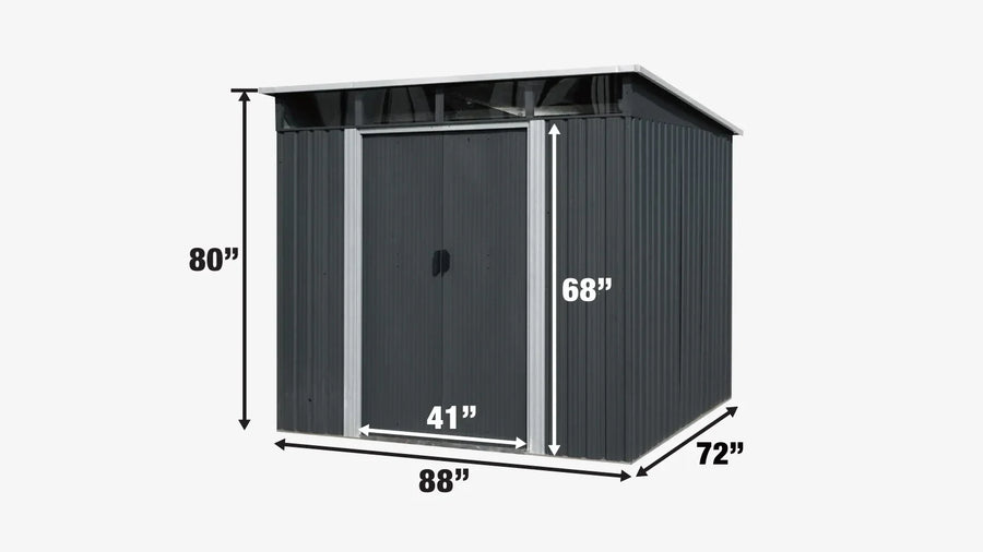 6' x 8' Galvanized Metal Pent Shed w/Skylight, 29 GA Corrugated Metal, 80" Peak Ceiling, TMG-MS0608P (Discontinued – No Longer Available)