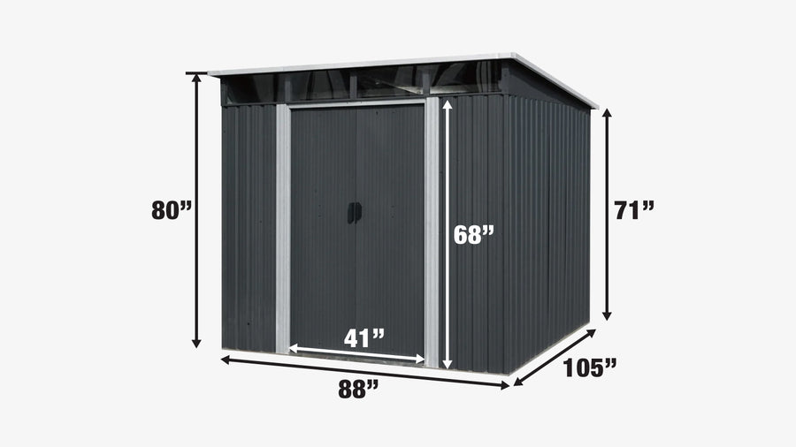 TMG Industrial 8' x 9' Hangar en métal galvanisé avec puits de lumière, métal ondulé 29 GA, plafond de 80", TMG-MS0809P