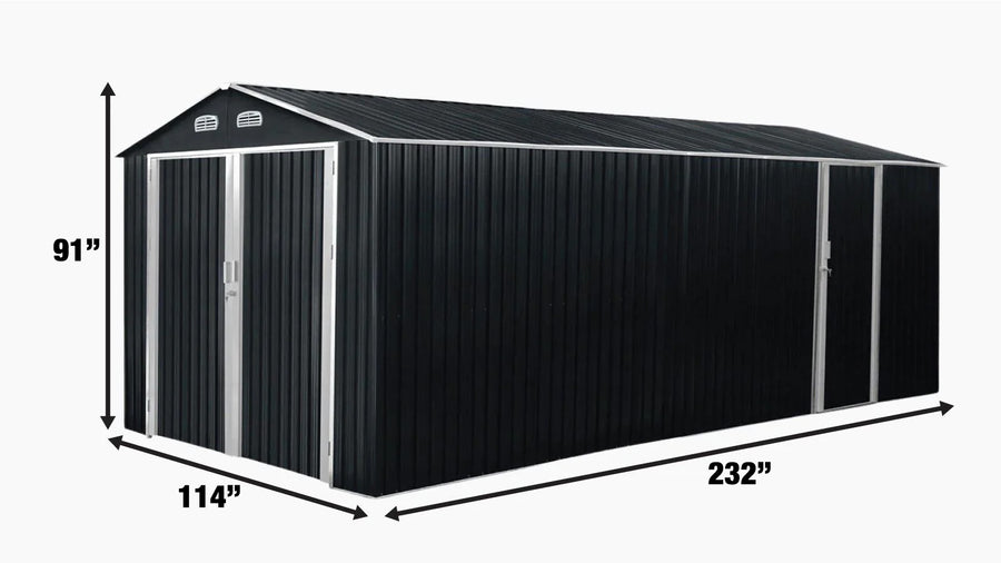 10' x 20' Metal Garage Shed, Double Front & Side Doors, 185 Sq-Ft, 7'8" Peak TMG-MS1020A