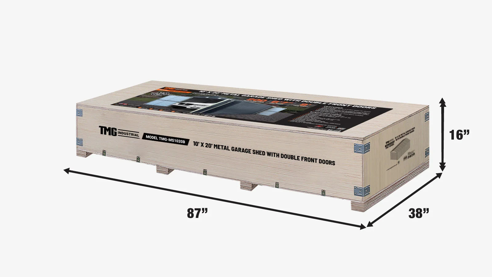 Pro Series 10' x 20' Metal Garage Shed with Double Front Doors and Side Entry Door, 8' Peak Height TMG-MS1020B-shipping-info-image