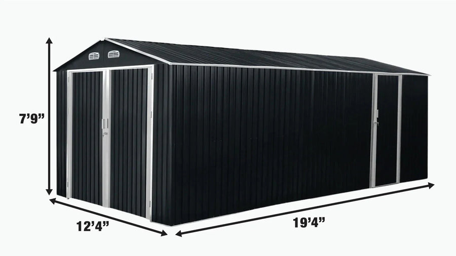 13' x 20' Metal Garage Shed, Double Front & Side Doors, 240 Sq-Ft, 7'9" Peak, TMG-MS1320A