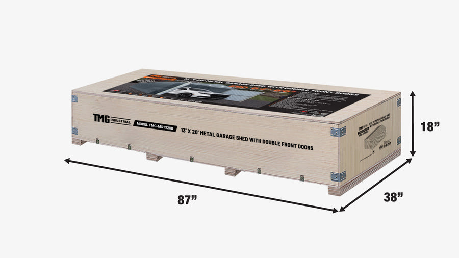 Abri de garage métallique TMG Heavy Series™ 13' x 20' avec portes doubles avant et porte latérale, hauteur de pointe de 8'6", TMG-MS1320B