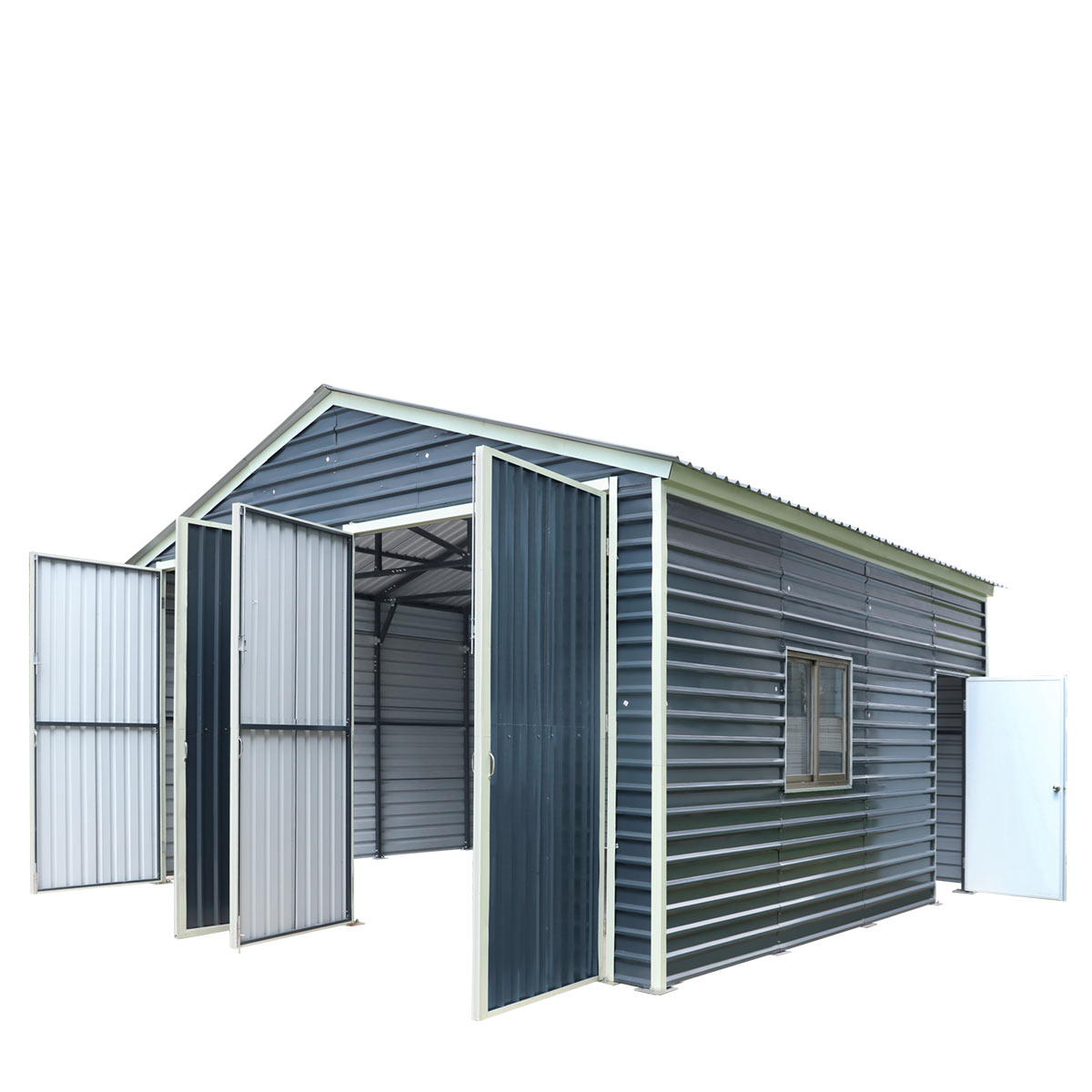 20' x 20' Metal Garage Shed Steel Building, 35 PSF Snow Load Rated, Two 8'4