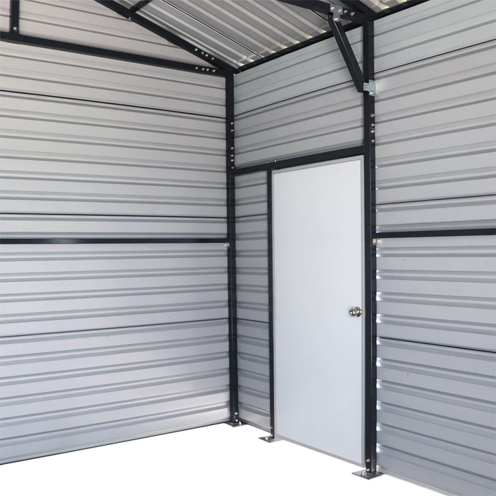 TMG Industrial 20’ x 20’ Metal Garage Shed with 9' High Double Front Doors, 13' Peak Height, Side Entry Door, 400 Sq-Ft Floor Space, TMG-MS2020