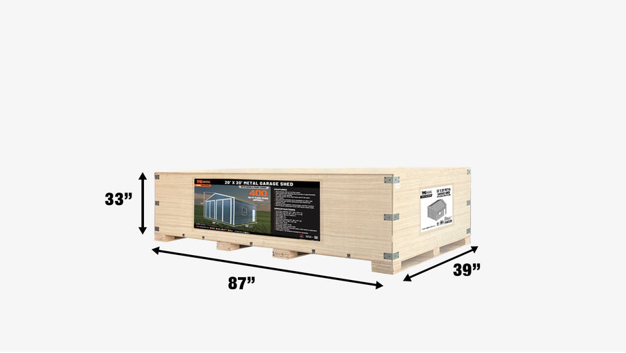 20' x 20' Metal Garage Shed, 9' High Double Front Doors, 13' Peak, 400 Sq-Ft TMG-MS2020