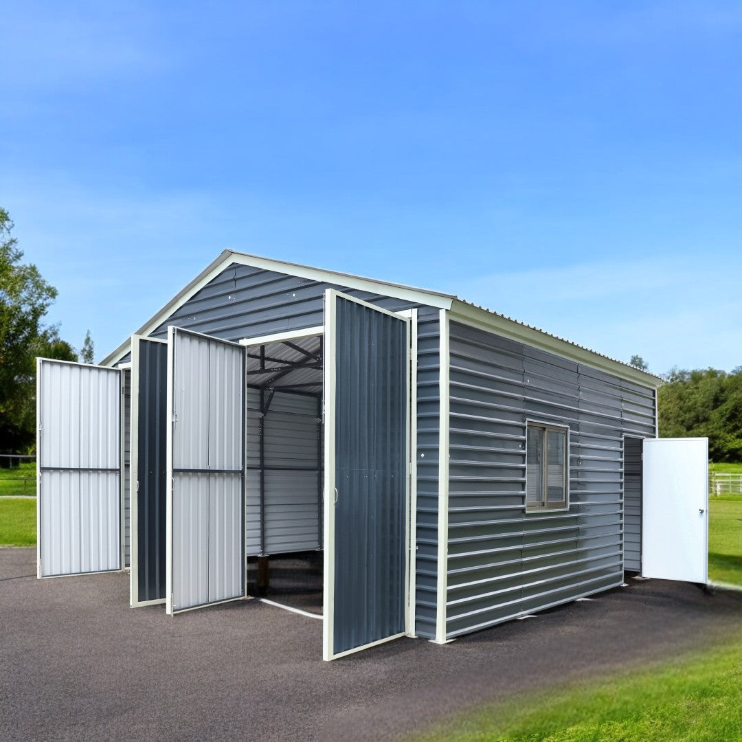 20' x 20' Metal Garage Shed Steel Building, 35 PSF Snow Load Rated, Two 8'4