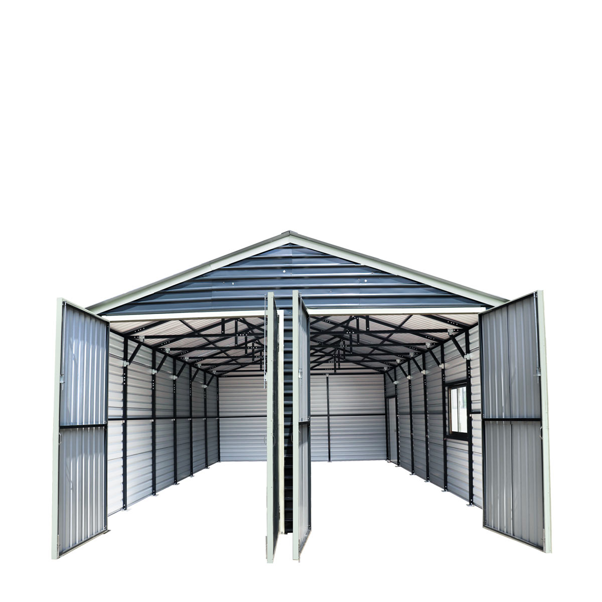 20' x 30' Metal Garage Shed Steel Building, 35 PSF Snow Load Rated, Two 8'4