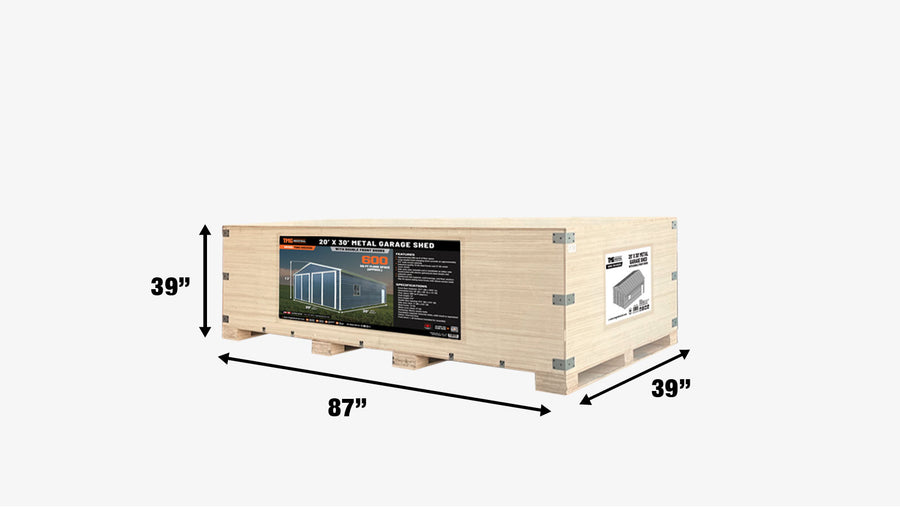 20' x 30' Metal Garage Shed, 9' High Double Front Doors, 13' Peak, 600 Sq-Ft TMG-MS2030