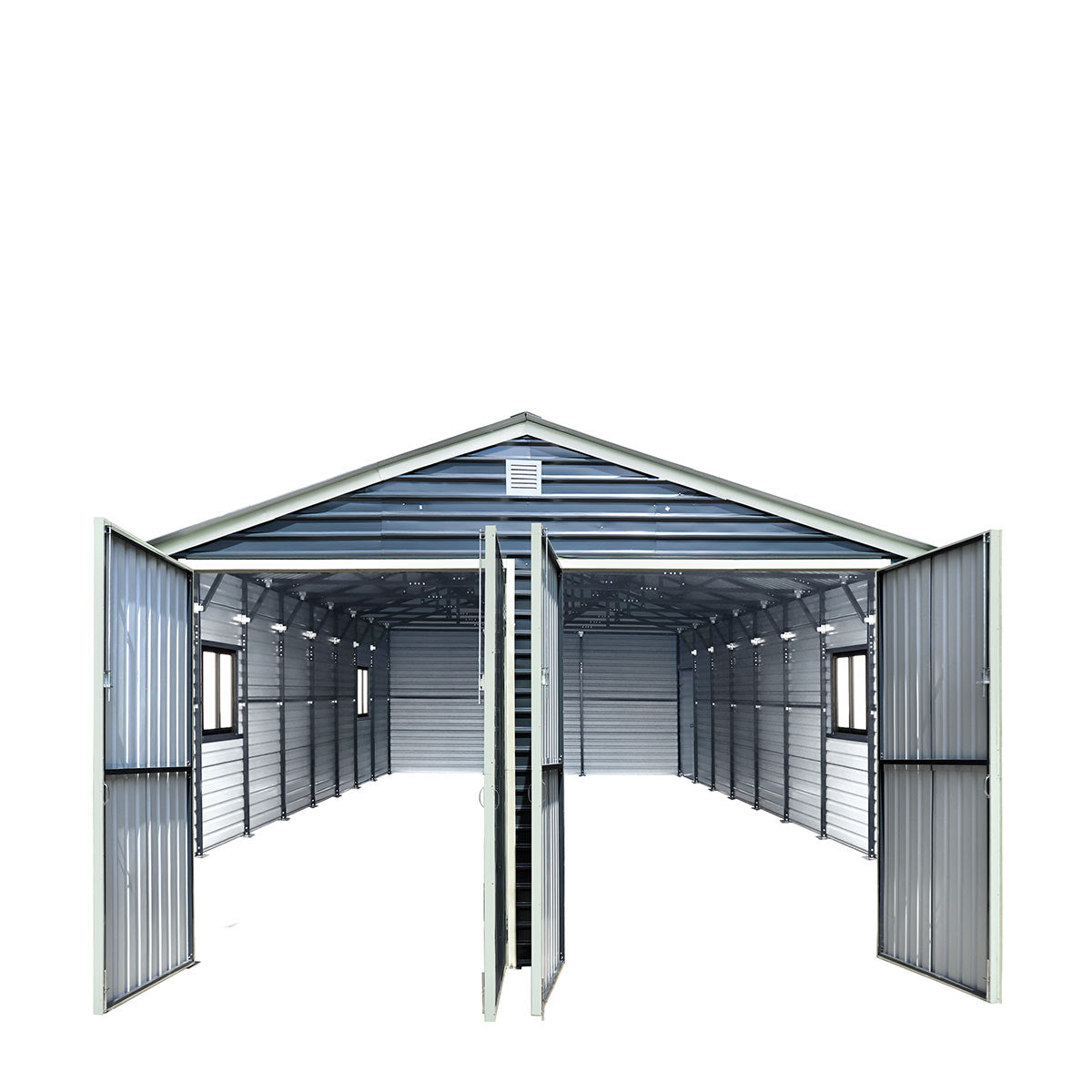 20' x 40' Metal Garage Shed Steel Building, 35 PSF Snow Load Rated, Two 8'4