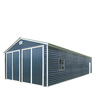 20' x 40' Metal Garage Shed Steel Building, 35 PSF Snow Load Rated, Two 8'4" Double Doors, Side Entry Door, 13' Peak Height, Engineering Drawing TMG-MSE2040-SR35