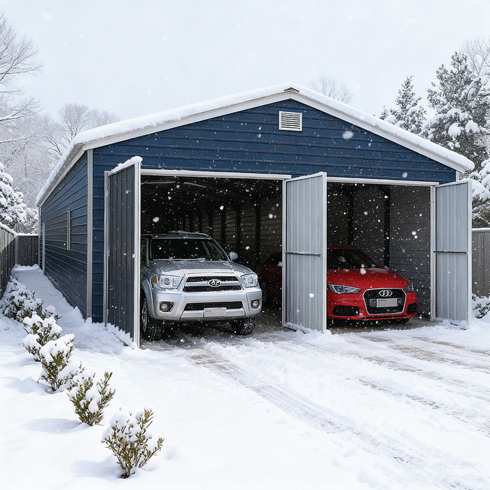 20' x 40' Metal Garage Shed, 9' High Double Front Doors, 13’ Peak, 800 Sq-Ft TMG-MS2040