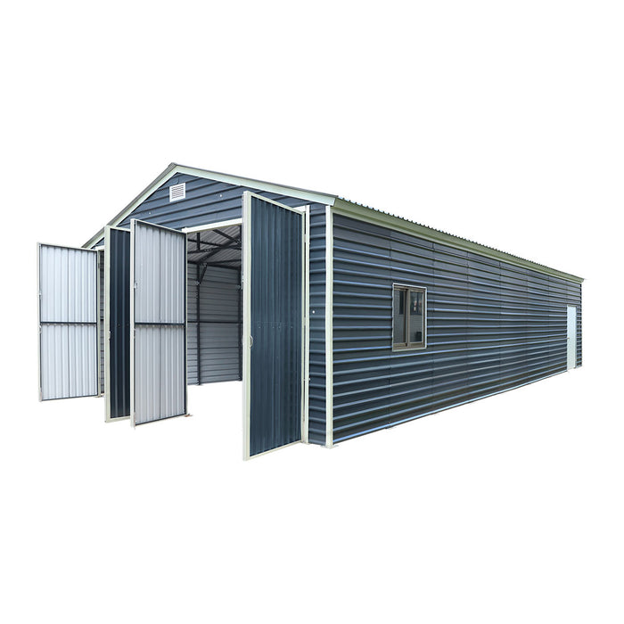 20' x 40' Metal Garage Shed Steel Building, 35 PSF Snow Load Rated, Two 8'4" Double Doors, Side Entry Door, 13' Peak Height, Engineering Drawing TMG-MSE2040-SR35