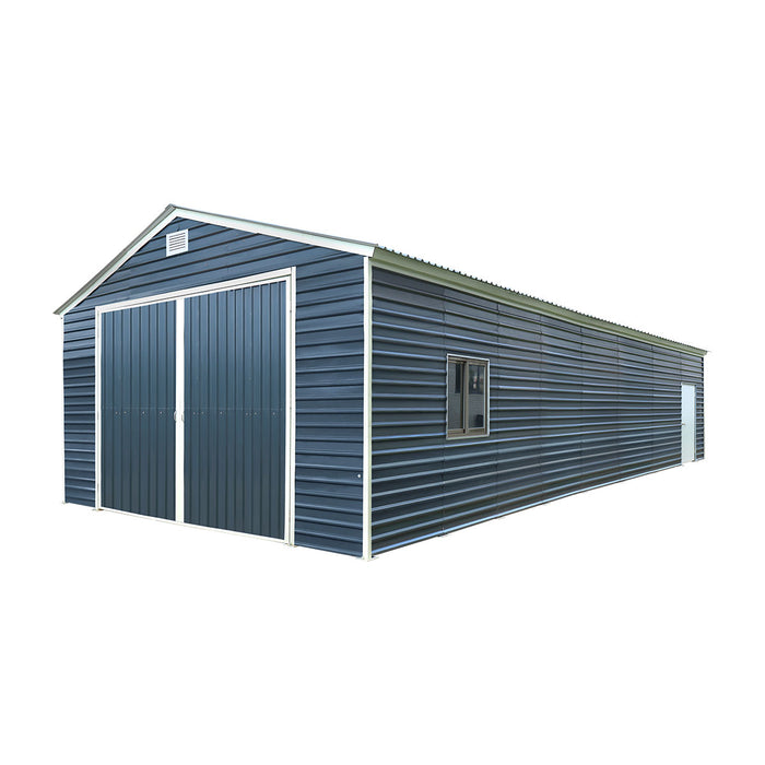 20' x 40' Metal Garage Shed, 11'10" Large Front Door, Side Entry, Windows and Louvers, 13' Peak Height, TMG-MS2040D