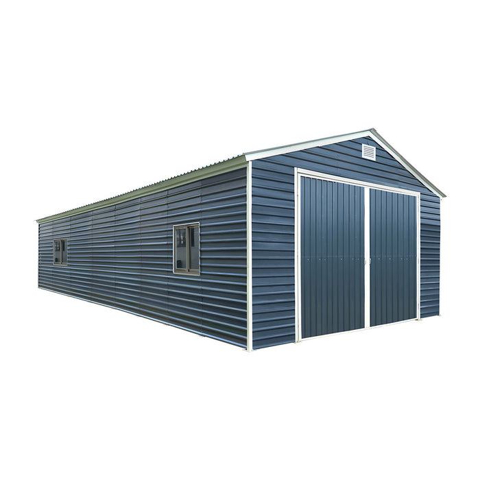 20' x 40' Metal Garage Shed, 11'10" Large Front Door, Side Entry, Windows and Louvers, 13' Peak Height, TMG-MS2040D