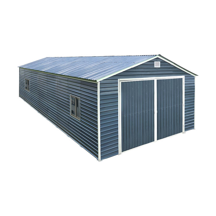 20' x 40' Metal Garage Shed, 11'10" Large Front Door, Side Entry, Windows and Louvers, 13' Peak Height, TMG-MS2040D