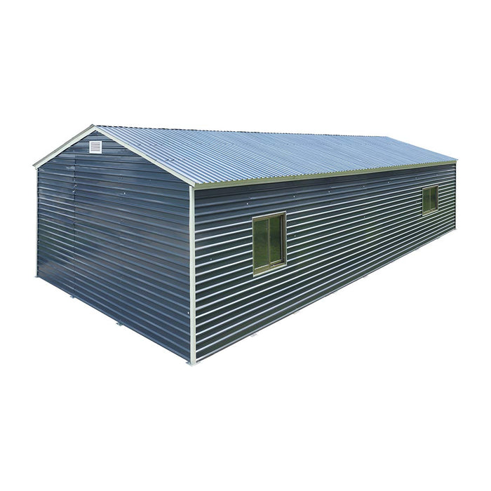 20' x 40' Metal Garage Shed, 11'10" Large Front Door, Side Entry, Windows and Louvers, 13' Peak Height, TMG-MS2040D