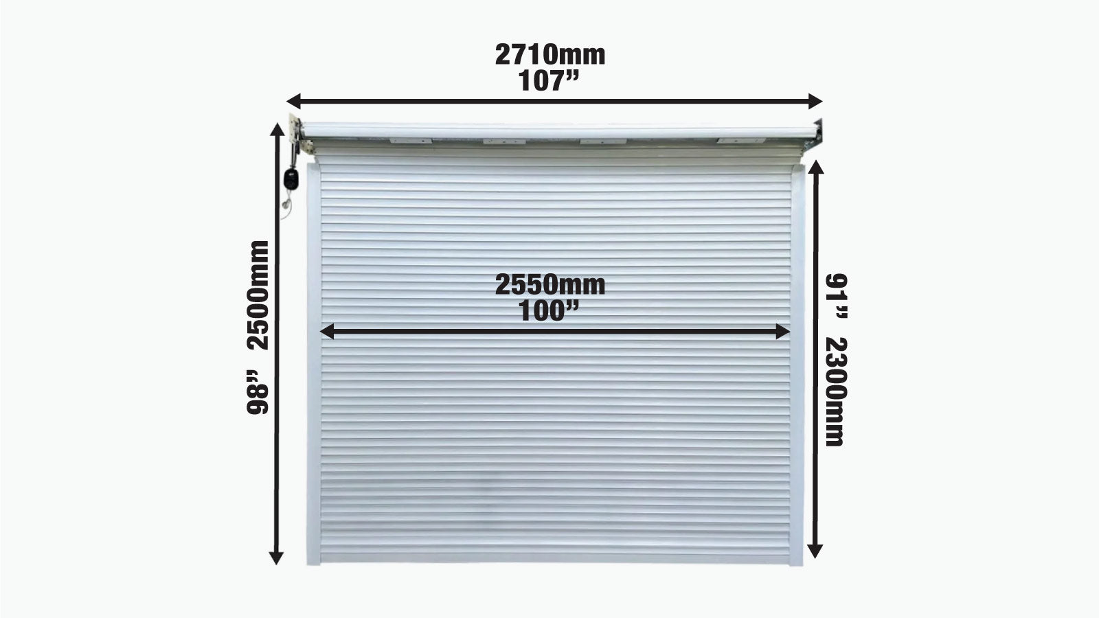 TMG Industrial Motorized Roll-Up Door Kit for TMG-MS2119 Metal Shed, With Two Remote Controls, AC Motor, TMG-MS2119-RD100-specifications-image