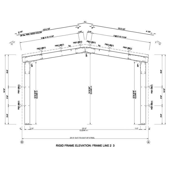 Snow Series 25' x 30' x 14' Commercial Warehouse Steel Building, Pre-Engineered to 50 PSF Snow Rated, Shop Drawings Provided, Fabricated in Canada TMG-MS253014-SR50