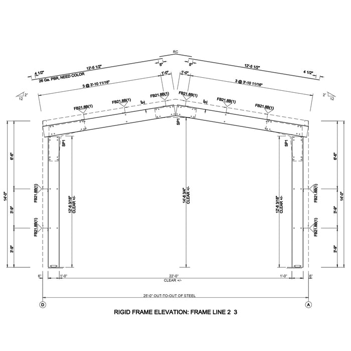 Snow Series 25' x 30' x 14' Commercial Warehouse Steel Building, Pre-Engineered to 85 PSF Snow Rated, Shop Drawings Provided, Fabricated in Canada TMG-MS253014-SR85