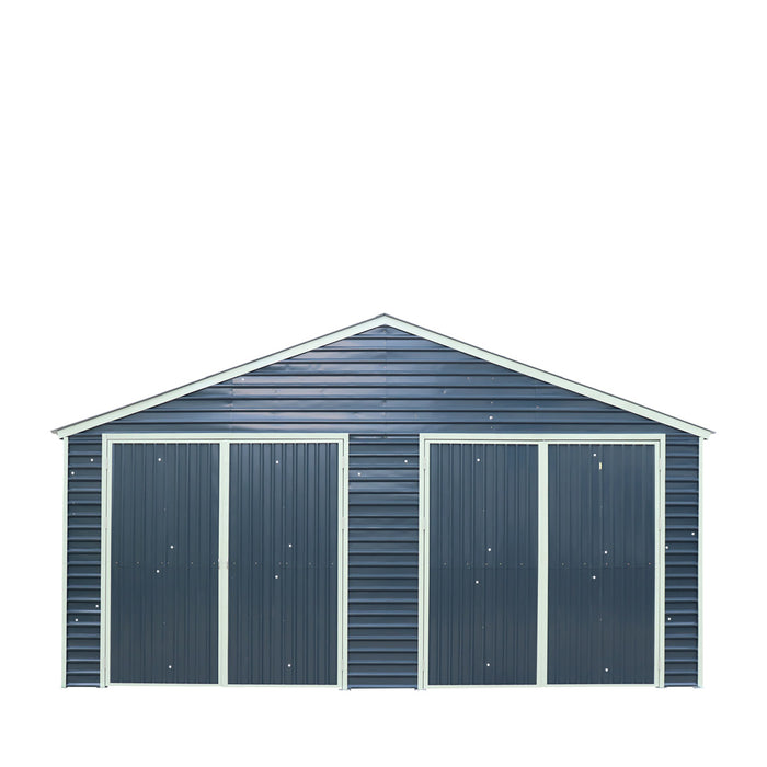 TMG Industrial 26’ x 30’ Metal Garage Shed with 9’ High Double Front Doors, 14’ Peak Height, Side Entry Door, 780 Sq-Ft Floor Space, TMG-MS2630