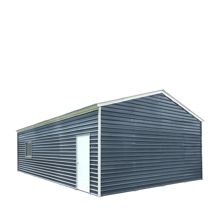 TMG Industrial 26’ x 30’ Metal Garage Shed with 9’ High Double Front Doors, 14’ Peak Height, Side Entry Door, 780 Sq-Ft Floor Space, TMG-MS2630