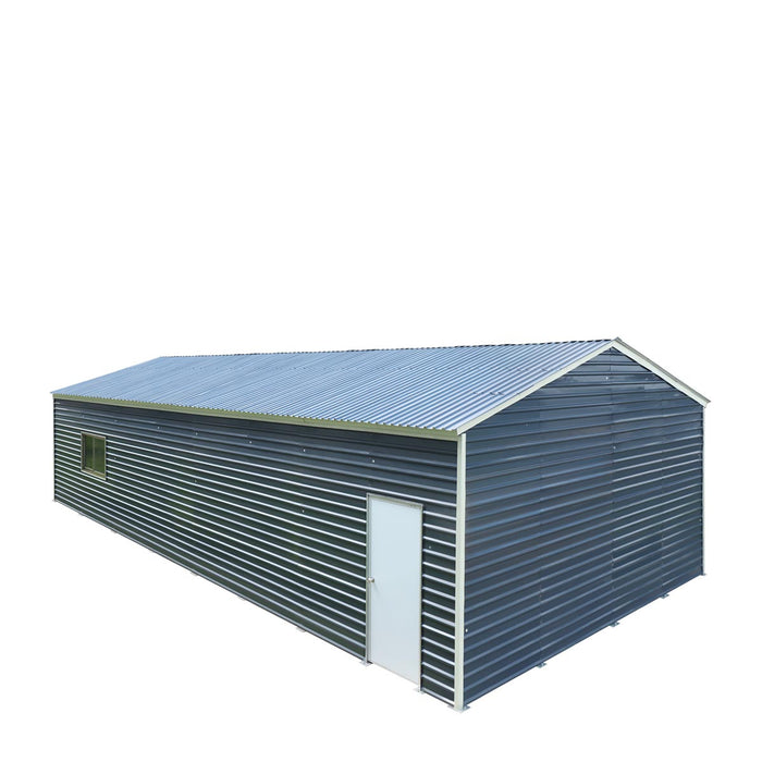 TMG Industrial 26’ x 40’ Metal Garage Shed with 9’ High Double Front Doors, 14’ Peak Height, Side Entry Door, 1040 Sq-Ft Floor Space, TMG-MS2640