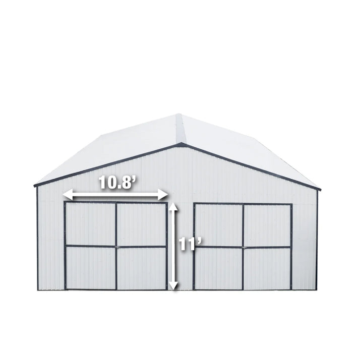 TMG Industrial 30’ x 40’ Metal Garage Shed with 11' High Double Front Doors, 17’ Peak Height, Side Entry Door, 1260 Sq-Ft Floor Space, TMG-MS3040