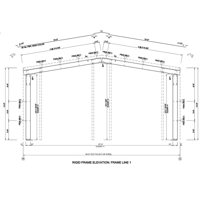 Snow Series 30' x 40' x 14' Commercial Warehouse Steel Building, Pre-Engineered to 50 PSF Snow Rated, Shop Drawings Provided, Fabricated in Canada TMG-MS304014-SR50