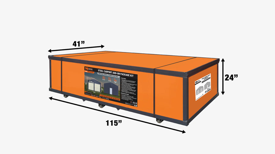 Metal Shed Carport Add-On Package Kit For TMG-MSC2020F And TMG-MSC2030F , Front Wall w/Roll Up Doors & Back Wall, TMG-MSC20-RD12