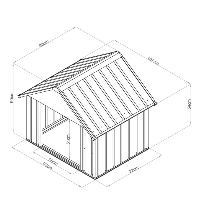 <tc>TMG Niche industrielle extérieure en métal pour chien, sol en métal amovible, conception de toit Apex, env. Espace au sol de 8 pieds carrés, TMG-MSD42</tc>