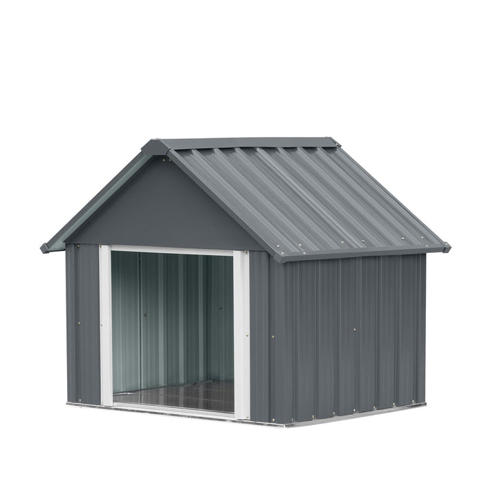 <tc>TMG Niche industrielle extérieure en métal pour chien, sol en métal amovible, conception de toit Apex, env. Espace au sol de 8 pieds carrés, TMG-MSD42</tc>