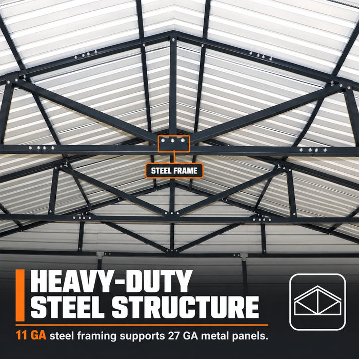 20' x 30' Metal Garage Shed Steel Building, 35 PSF Snow Load Rated, Two 8'4" Double Doors, Side Entry Door, 13' Peak Height, Engineering Drawing TMG-MSE2030-SR35